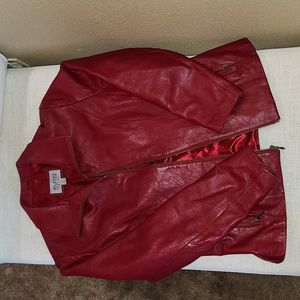 Vintage ruby red genuine leather jacket